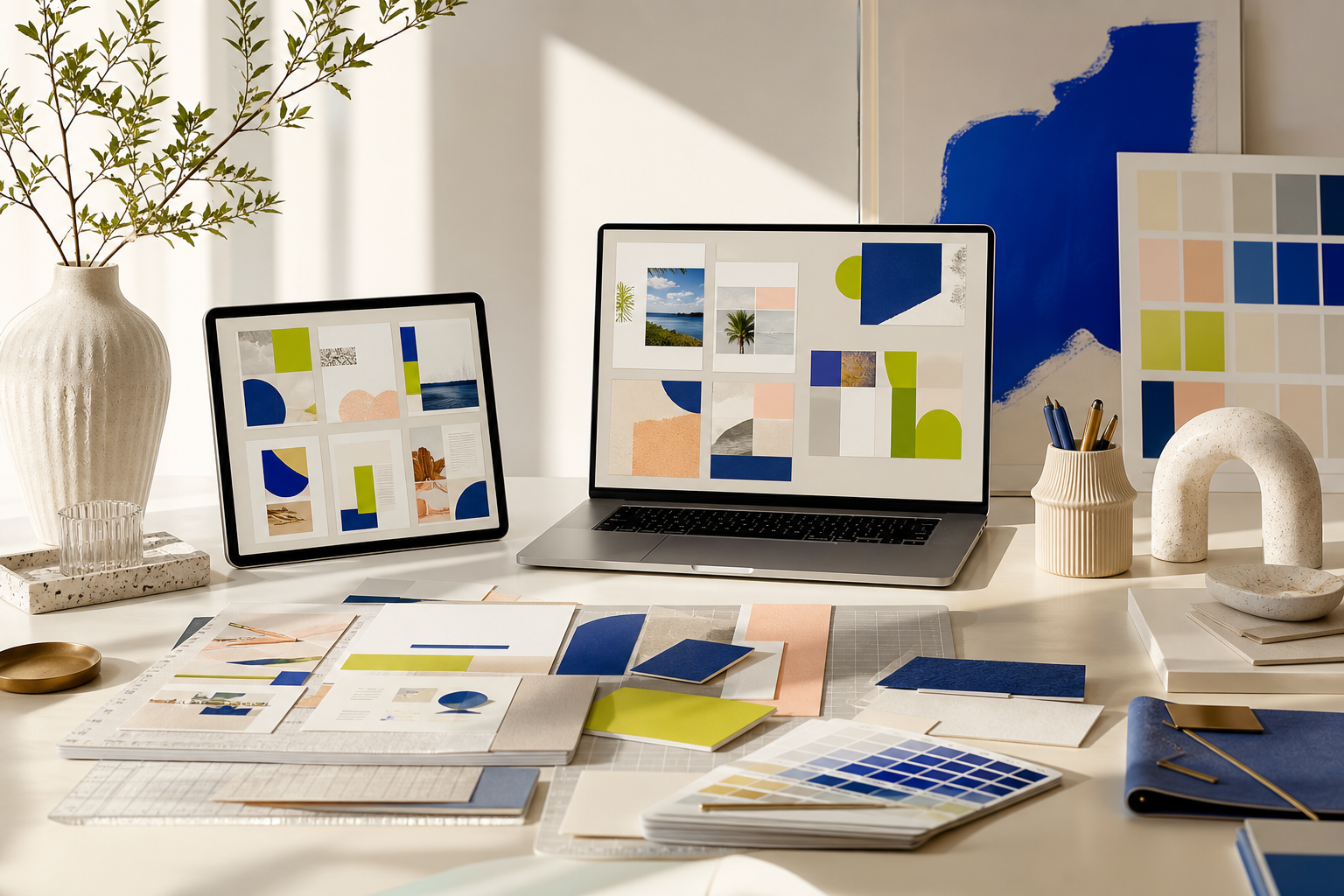Creator template atelier desk with editable template layouts